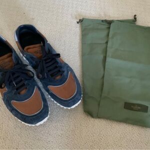 Valentino Soul Am low top suede Navy & Chestnut Sneakers with Dust Bag. Size 44